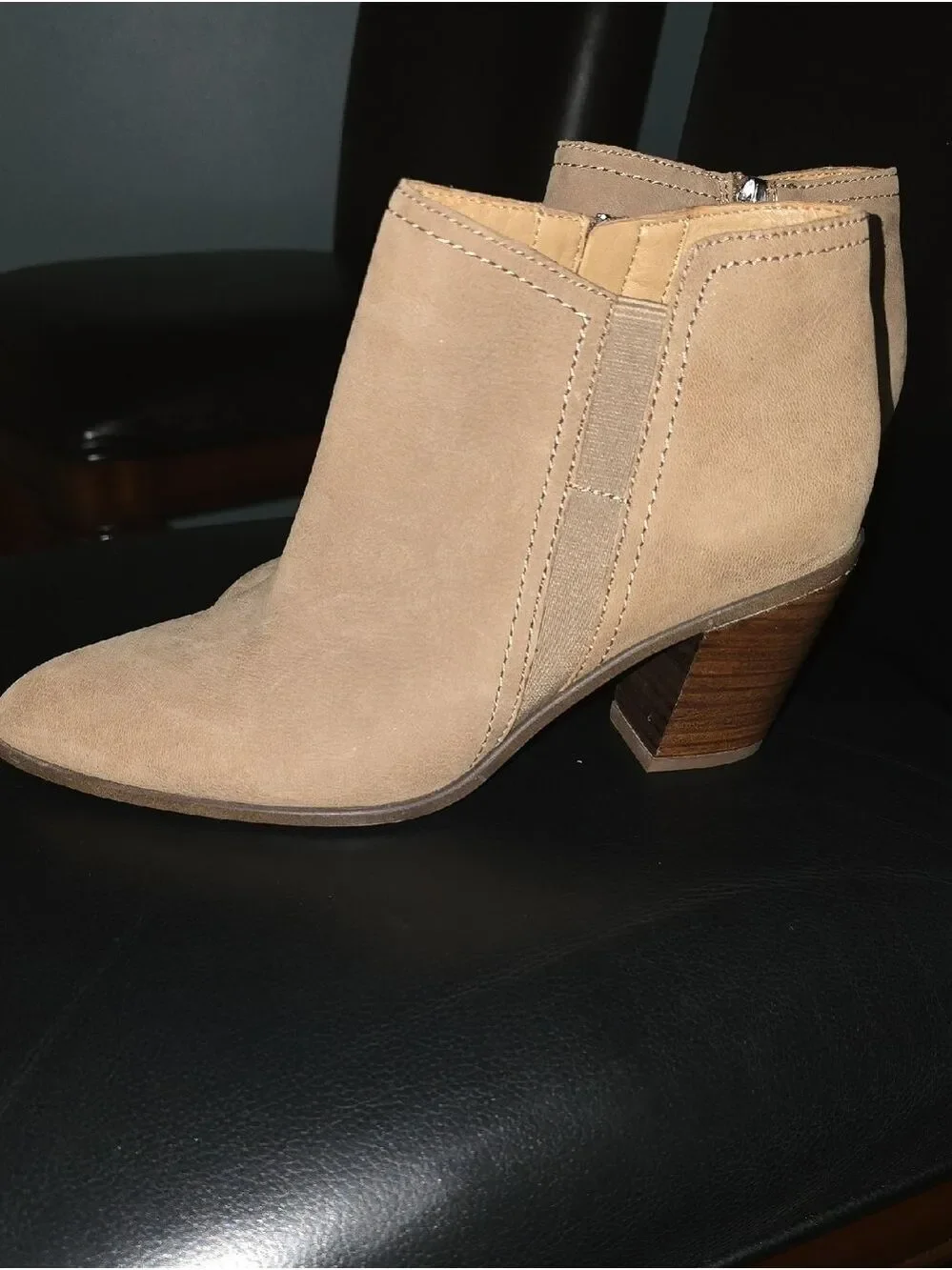 Franco Sarto‎ Shoes Womens Size 8 Taupe Suede-Look Pointed Ankle Booties Stylish